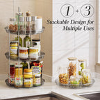 LAMU 2 Tier Lazy Susan Turntable Organizer 10.6'' Rotating Spice Rack Organization for Cabinet, Kitchen, Pantry, Countertop, Bathroom, Vanity, Medicine Cabinet Organizer, Grey