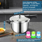 Stainless Steel Pressure Cooker 10 Quart, Induction Stove Top Pressure Cooker with Pressure Indicator Safeguard Devices, Compatible with Gas & Induction Cooker