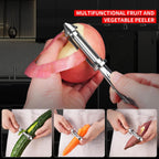 MAD SHARK Vegetable Peeler for Kitchen, Potato Peeler, Fruit Carrot Veggie Peelers, Design with Ergonomic Non-Slip Handle, I-Shaped Stainless Steel Serrated（Flat/Serrated Blade 2 in 1）