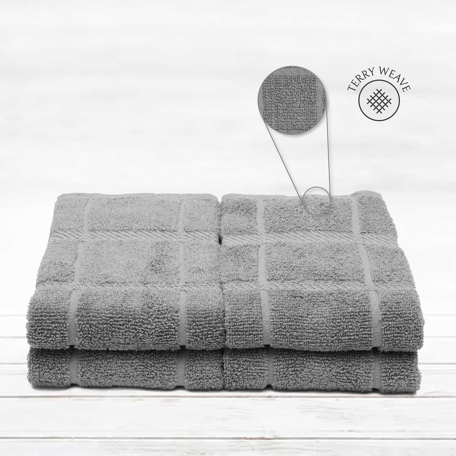100% Cotton Terry Dish Towels, 4 Pack Plain, 16 x26 Inches, Super Soft and Absorbent Kitchen Towels, Perfect for Kitchen Cleaning and Dish Washing | Light Gray