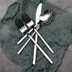 Alata Cube 20-Piece Forged Silverware Set Stainless Steel Flatware Set,Service for 4,Matte Satin Polished Cutlery Set,Dishwasher Safe