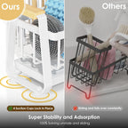 Doasuwish Kitchen Sink Caddy with High Brush Holder,Self-Draining kitchen Countertop Organizer,Rustproof 304 Stainless Steel,Non-Slip Stability High Storage Sponge Holder for Kitchen Sink White