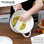 Cast Iron Dutch Oven with Lid – Non-Stick Ovenproof Enamelled Casserole Pot – Sturdy Dutch Oven Cookware – Marble, 6.4-Quart, 28cm – by Nuovva