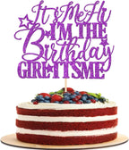 1 PCS It's Me Hi I'm the Birthday Girl It's Me Cake Topper Glitter Music Singer Cake Pick for Funny Hip Hop Singer Girls Birthday Party Cake Decorations Supplies Purple