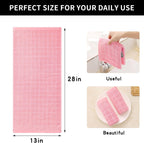Homaxy 100% Cotton Terry Kitchen Towels(Pink, 13 x 28 inches), Checkered Designed, Soft and Super Absorbent Dish Towels, 4 Pack