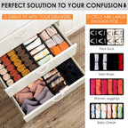 Drawer Organizer Clothes, 16 Pack Dresser Organizer Bins for Baby Clothes, Underwear Sock, Fabric Closet Organization and Storage Dividers for Nursery Bedroom (96 Compartments, Black)