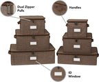 Covermates Keepsakes Dish Storage Box - Stackable, Reinforced Handles, China Storage, Brown Heather