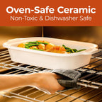 Magnifique 4 Quart Casserole Digital Slow Cooker, Premium Ceramic Bakeware for Oven, Dishwasher Safe Baking Dish, Red