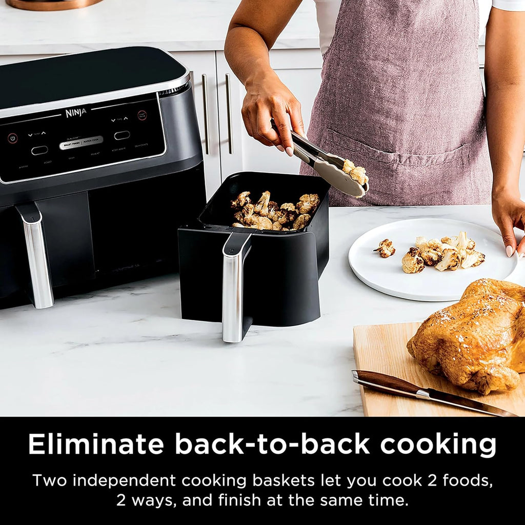 Ninja R-AD300CO Foodi 6-in-1 10-qt. XL 2-Basket Air Fryer with DualZone Technology, Black - Certified Refurbished