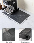 SUEH DESIGN Coffee Mat, Absorbent Dish Drying Mat 19.6 x 11.8 in Quick Dry Coffee Mat Large Drying Mats for Kitchen Counter Coffee Bar, Marble Black
