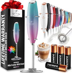 Zulay Kitchen Powerful Milk Frother Wand With 4 AA Duracell Batteries - Ultra Fast Handheld Drink Mixer - Electric Whisk Foam Maker for Coffee, Lattes, Cappuccino, Matcha & Creamer -