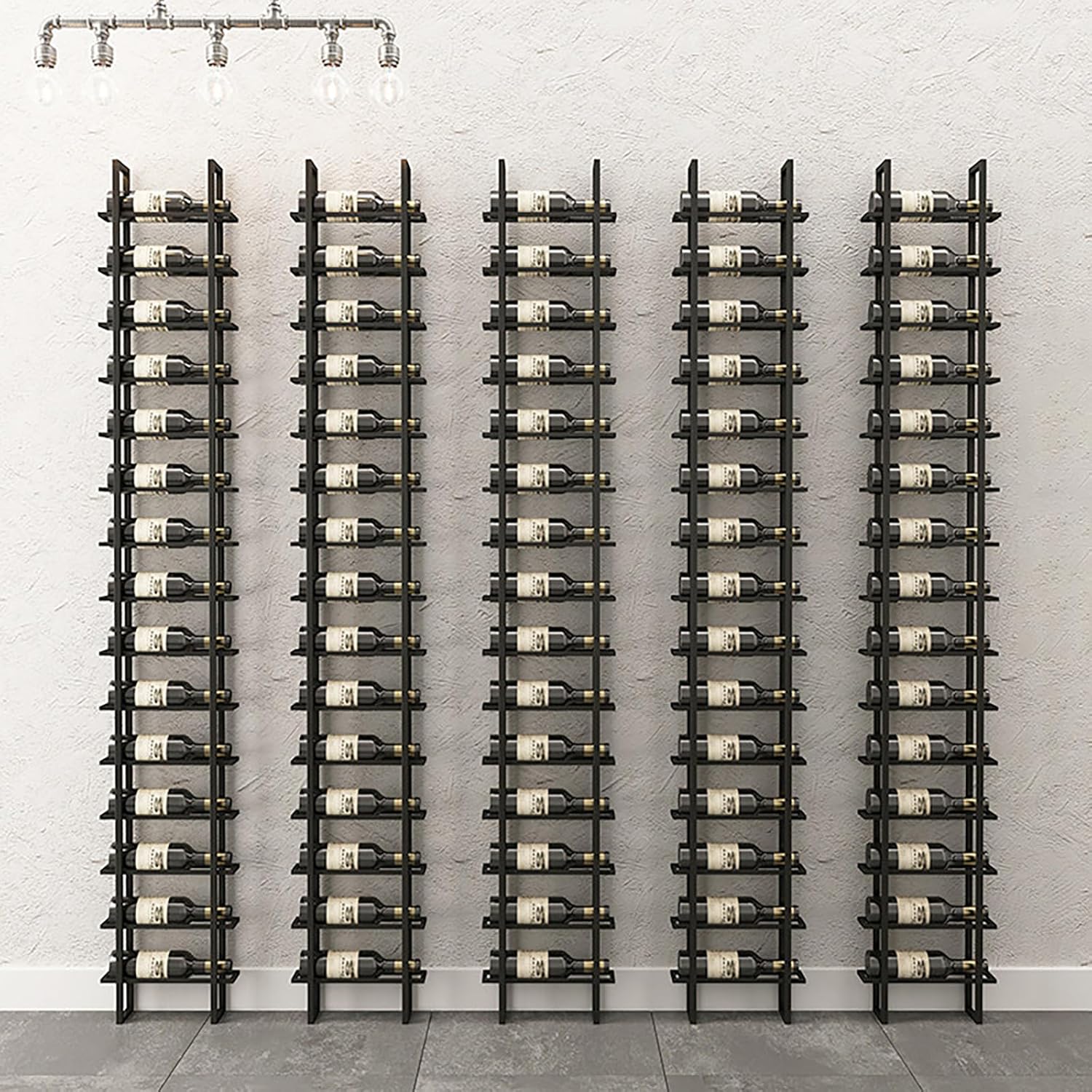 Wine Rack Freestanding Floor, 16 Tier 16 Bottle Capacity Display Holder, Industrial Wine Bottle Storage Shelves, for Any Bar, Wine Cellar, Kitchen, Dining Room (Brown, 1 Column)