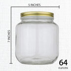 kitchentoolz Half Gallon Mason Jar Wide Mouth with Airtight Metal Lid - Safe for Fermenting Kombucha Kefir - Curing Pickling, Storing and Canning - BPA-Free Dishwasher Safe (Gold Lid, 4)