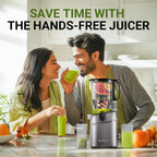 AMZCHEF Juicer Machines, 5.3" Extra Self-Feeding Cold Press Juicer for Whole Vegetable & Fruit, Juice Extractor Machine with Large Auger & Triple Strainers, Easy to Clean, High Juice Yield, Grey