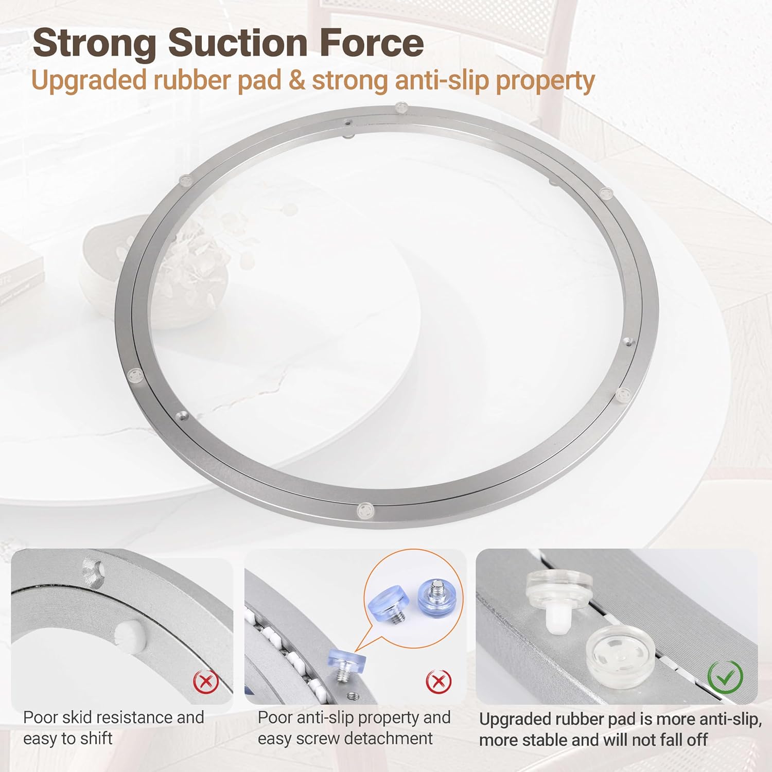 20 Inch Lazy Susan Aluminum Alloy Rotating Turntable Bearing, Non - Slip Metal Bearing Swivel Plate Hardware for Dining and Workbench,440 Pounds Capacity