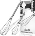 Anaeat Mini Wire Whisks, Set of 2 Portable Stainless Steel Kitchen Tiny Whisk & Egg Beater with Thick Wire - Sturdy Small Mixing Balloon for Cooking, Blending, Whiping, Beating and Stirring (5" + 7")