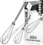 Anaeat Mini Wire Whisks, Set of 2 Portable Stainless Steel Kitchen Tiny Whisk & Egg Beater with Thick Wire - Sturdy Small Mixing Balloon for Cooking, Blending, Whiping, Beating and Stirring (5" + 7")