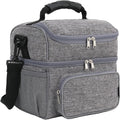 FlowFly Double Layer Cooler Insulated Lunch Bag Adult Lunch Box Large Tote Bag for Men, Women, With Adjustable Strap,Front Pocket and Dual Large Mesh Side Pockets