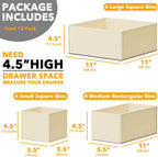 SpaceAid Drawer Organizer Clothes, 12 Pack Dresser Organizer Bins for Nursery, Closet Organization and Storage Dividers for Clothing, Baby Clothes, Underwears, Socks (Beige)