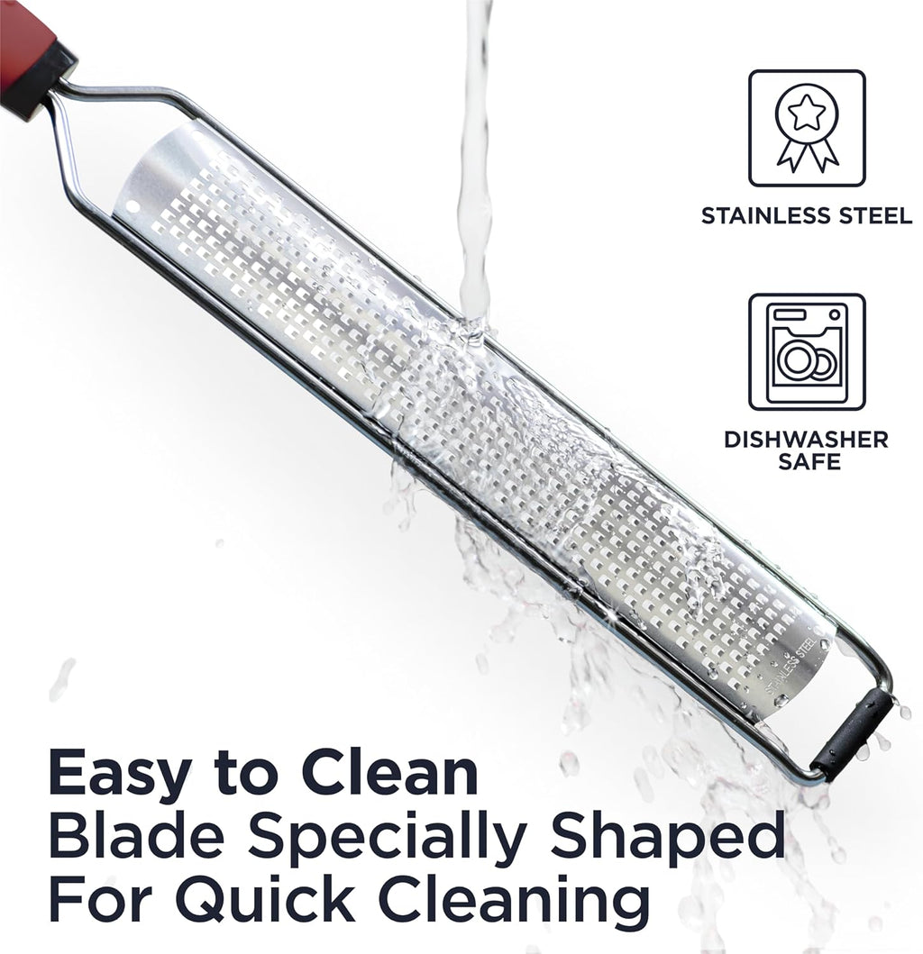 Deiss PRO Citrus Zester & Manual Cheese Grater - Parmesan, Lemon, Ginger, Garlic, Nutmeg, Chocolate - Sharp Stainless Steel Blade - Dishwasher Safe