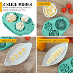 CraftyCrocodile Egg Slicer for Hard Boiled Eggs - 3 Slice Modes Egg Cutter, Heavy Duty, Stainless Steel Dicer - Kitchen Chopper Tool for Strawberry, Mushroom, Grape, Cherry Tomato - Mint Green