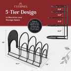 Pan Organizer - 2-PACK of Silicone-Coated Non-Slip 15" Heavy Duty Skillet Rack - Kitchen Counter/Cabinet Organization Storage - Holder for Cookie Sheet, Cutting Board, Cast Iron Cookware, Dish Stand