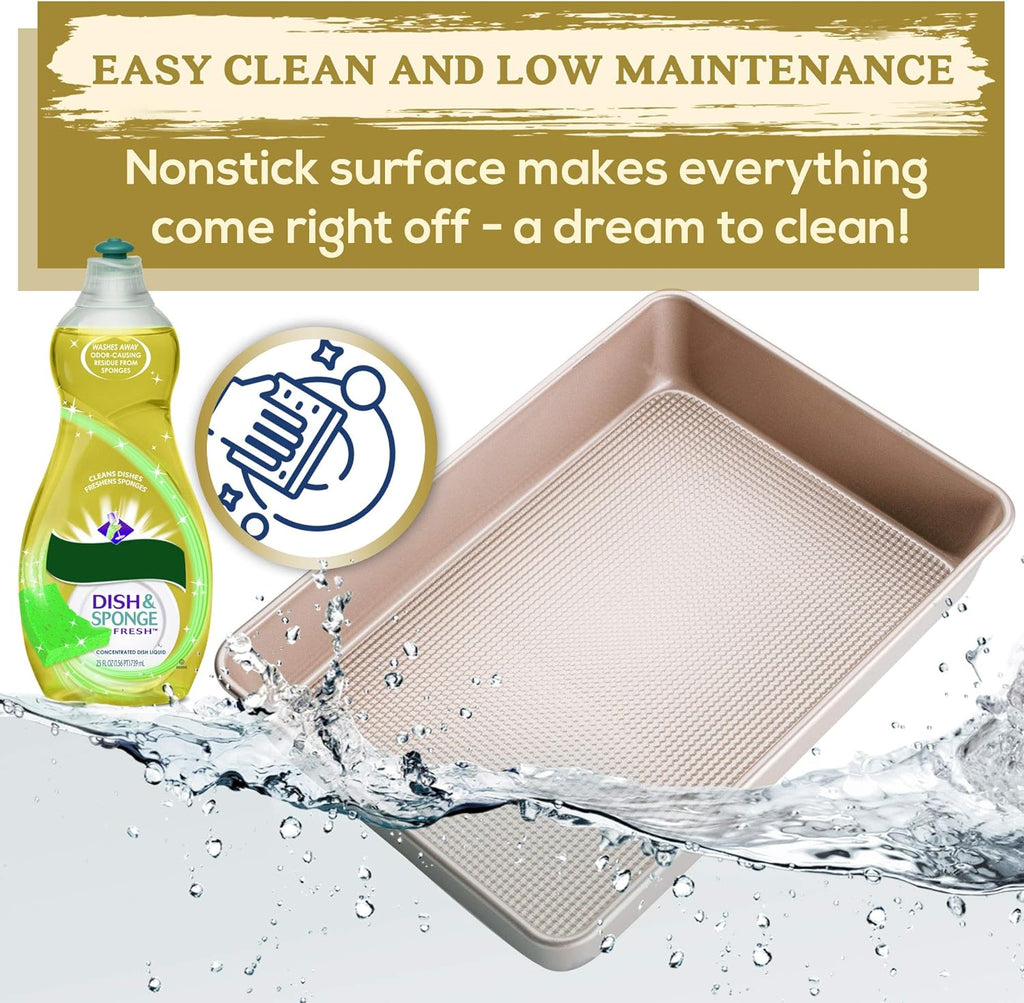 Ultra Cuisine 9x13 Inch Cake Baking And Brownie Pan - Easy Cleaning And Low Maintenance - Elevated Non-Stick Even Baking Experience - Food Safe Coating - Bake Like A Pro For A Lifetime