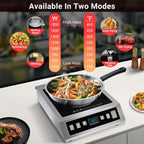 AMZCHEF Induction Cooktop Commercial, Professional Portable Burner, 1800W Countertop Stove Burner with ETL-Certified Induction Hot Plate 3 Hours Timer,8 Temperature & Power Levels,LCD Screen
