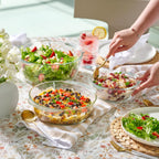 6-Piece Glass Tureen Dishes for Oven - Durable Borosilicate Glass Bakeware Set with Lids, Microwave Safe, Versatile Round Covered Baking Dishes. Clear Lead-Free Casserole Cookware.