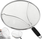 Splatter Screen for Frying Pan & Food Strainer,13 Inch Stainless Steel Grease Splatter Guard,Shield from Splashing Oil, Dishwasher Safe(Black)