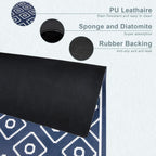 SUEH DESIGN Dish Drying Mat, Absorbent Coffee Mat 19.6 x 11.8 in Quick Dry Kitchen Drying Dish Drain Mat for Kitchen Counter Coffee Bar, Dark Blue