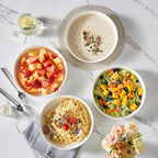MALACASA 48 Oz Pasta Bowls Set of 4, 9 Inch Salad Bowls, White Ceramic Serving Bowls for Kitchen, Microwave & Dishwasher Safe, Series LUNA, White