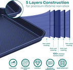 Baker's Secret Baking Sheets Non Stick, 3x Cookie Sheets for Oven, Diamond Texture Premium Air Flow, Set of 3 Baking Trays, Extra Thick 0.6mm with Diamond Base PFOA, PFOS, PTFE and PFAS free Bakeware