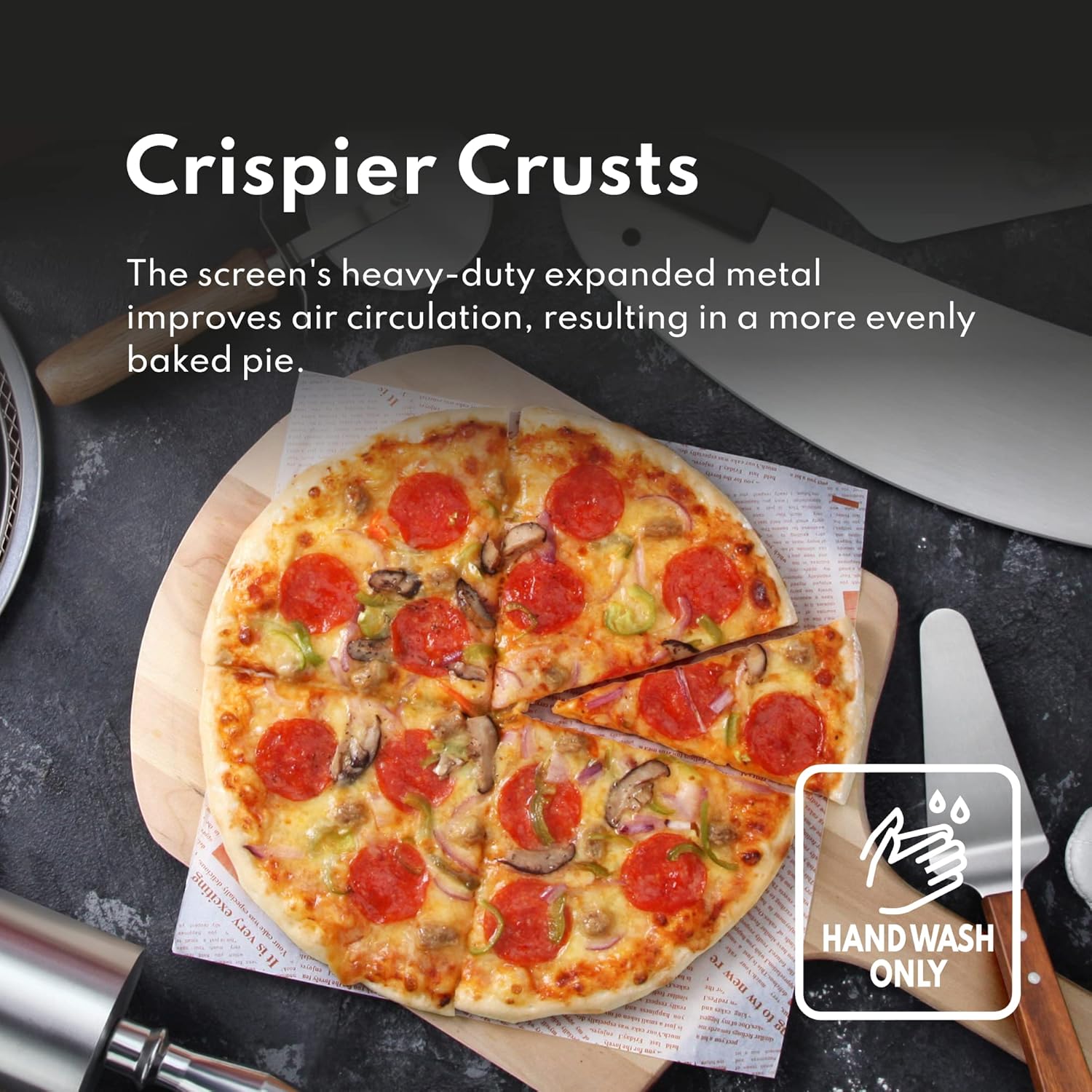 New Star Foodservice 50691 Restaurant-Grade Aluminum Pizza Baking Screen, Seamless, 16-Inch