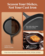 Caraway Enameled Cast Iron Grill Pan - 10.5” Grill Pan for Stovetop Cooking - 3 Layer Enamel Coating - No Seasoning Required - Compatible With All Stovetops - Free From Forever Chemicals - Charcoal