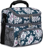 FlowFly Double Layer Cooler Insulated Lunch Bag Adult Lunch Box Large Tote Bag for Men, Women, With Adjustable Strap,Front Pocket and Dual Large Mesh Side Pockets