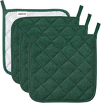 Joyhalo 4 Pack Pot Holders for Kitchen,Cotton Oven Holder with Great Heat Resistance,Non Slip Hot Pads for Kitchen Clearance,Dark Green
