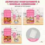 Game Bento Box for Kids, Lunch Box with Thermo(9oz Food Jar), Folding Spoon, Removable Divider & Sauce Cup, Lunch Box Kids for School,Travel, BPA-Free & Realistic Shape (Pink)