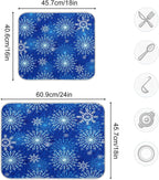 Blue Christmas Snowflakes Dish Drying Mat for Kitchen Counter Absorbent Microfiber Drying Pad, Large 18x24 in, Reversible Drainer Mats
