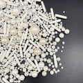 Sprinkles White Pearl Sugar Candy Mix Size Baking Cake Decorations Cupcake Toppers Cookie Decorating Ice Cream Celebrations Shaker Jar Wedding Shower Party (130g/4.58oz）