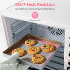 446ºF Heat Resistant Macaron Mat: U-Taste 11x11in Non Stick Silicone Baking Mat, Reusable Cookies Pastry Sheet Liner with Edge Enhancement & Circle Measurement for Square Cake Pan (2 PCS, Pink)