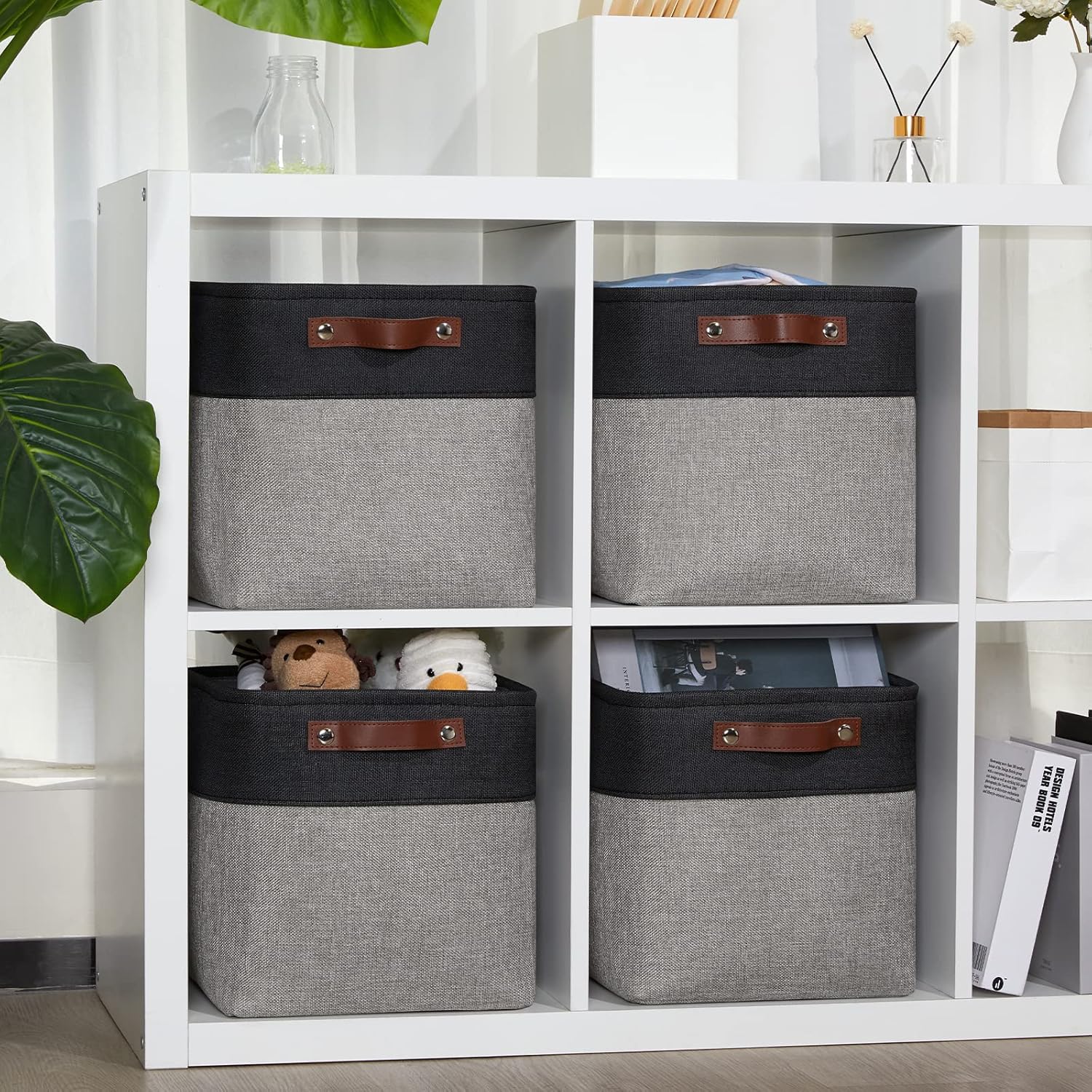 DULLEMELO 11x11 Cube Storage Bins for Cube organizer, Foldable Cube Storage Bins Baskets for Organizing Home Office Closet Shelves Toy Nursery,Fabric Cube Baskets Bin for Home organization