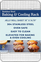 Ultra Cuisine Heavy Duty 100% Stainless Steel Cooling Rack for Cooking and Baking - Baking Rack & Wire Cooling Rack - Fits Quarter and Jelly Roll Sheet Pans - 8.5''x 12'' and 10''x 14.75''