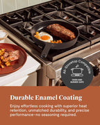 Caraway Cast Iron Skillet - 10.5” Enameled Cast Iron Pan With 3 Layer Enamel Coating - No Seasoning Required - Compatible With All Stovetops - Free From Forever Chemicals - Gray
