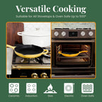 Larder & Vine Enameled Cast Iron Skillet | 10.25 in Cast Iron Pan | Saute Pan with Pour Spouts | Enamel Coated Skillet | Compatible on All Cooktops & Oven Safe to 500F | Limoncello