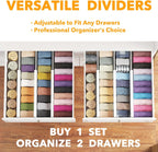 SpaceAid Bamboo Dresser Drawer Dividers 6 Pack, 4.65“ High Adjustable 12.5“-17” Drawer Organizers, Expandable Organization for Clothing, Clothes, Dressers, White