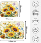 Blooming Sunflowers Dish Drying Mat for Kitchen Counter Absorbent Microfiber Large Drying Pad Dish mats for Kitchen Countertops 18 x 24 Inch