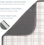 S&T INC. Dish Drying Mat, 16” x 18”, Absorbent Microfiber Kitchen Counter Mat, Dish Drying Pad for Dishes, Utensils, Pots and Pans, Large, Stitched Plaid
