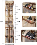 KEEPJOY Over The Door Shoe Organizer,Hanging Shoe Organizer 12 Mesh Pockets Shoe Organizer for Closet,Works Well for Men and Woman Kids Shoes Storage, 57.5×12.6inch(Beige)