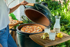 Cuzi Gourmet XL 4-Piece Pizza Stone Set - 15" Thermal Shock Resistant Cordierite Baking Stone, 22" Natural Bamboo Peel & Cutter Rocker - Large Stone for Grill and Oven